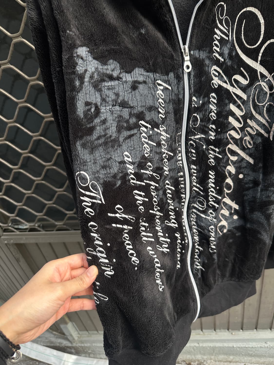 Spinash gothic punk lettering fur hood 상품이미지2