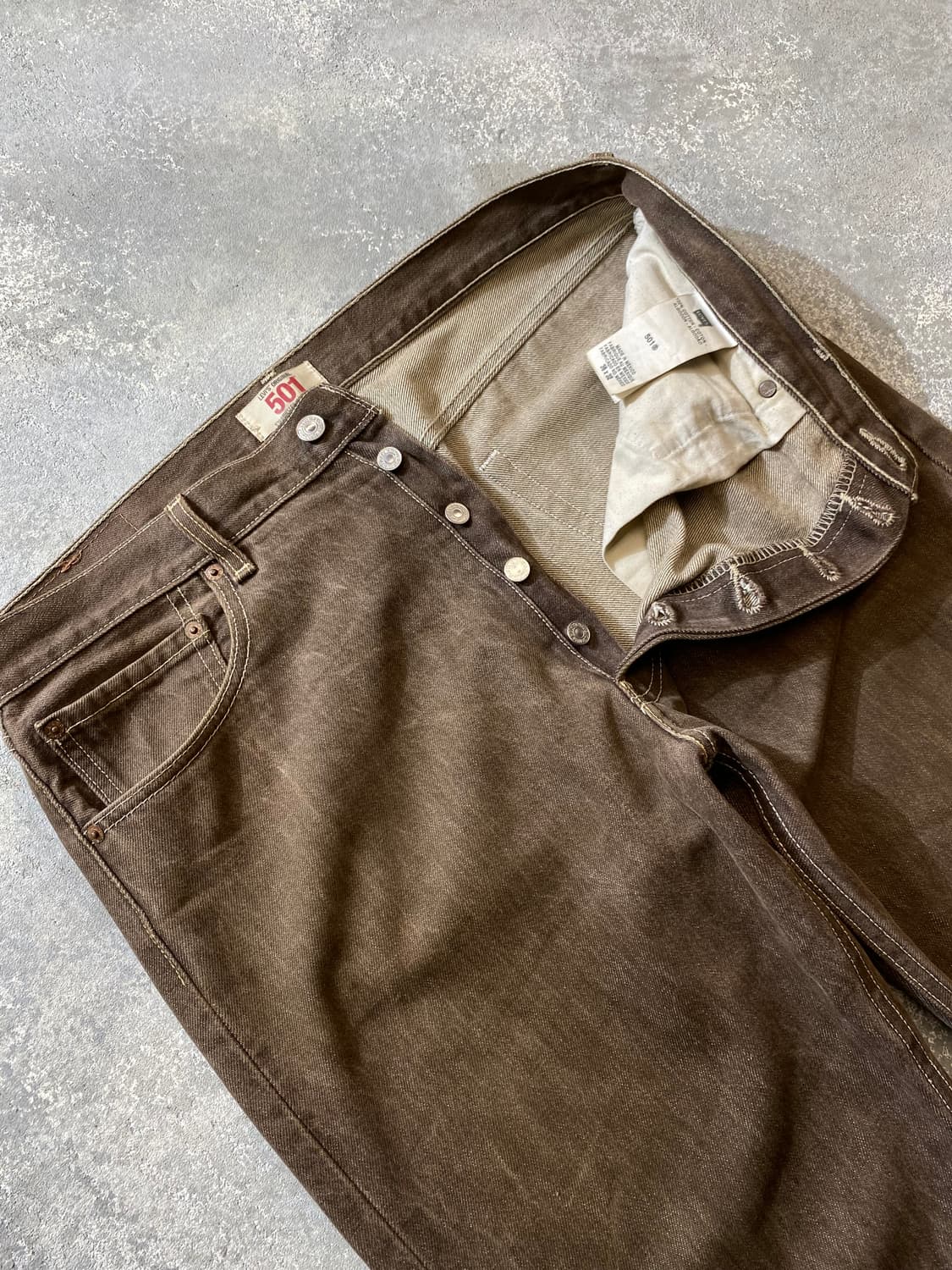 [36] 00s Levi's 501 리바이스 브라운 워시드 데님팬츠 상품이미지6