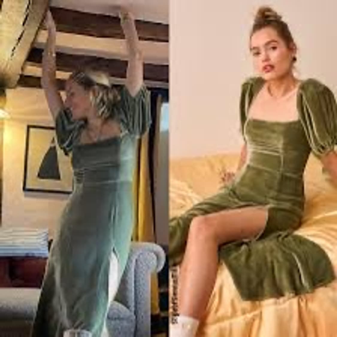 Reformation 리포메이션 조셀린 벨벳 사이드슬릿 드레스 2 상품이미지10