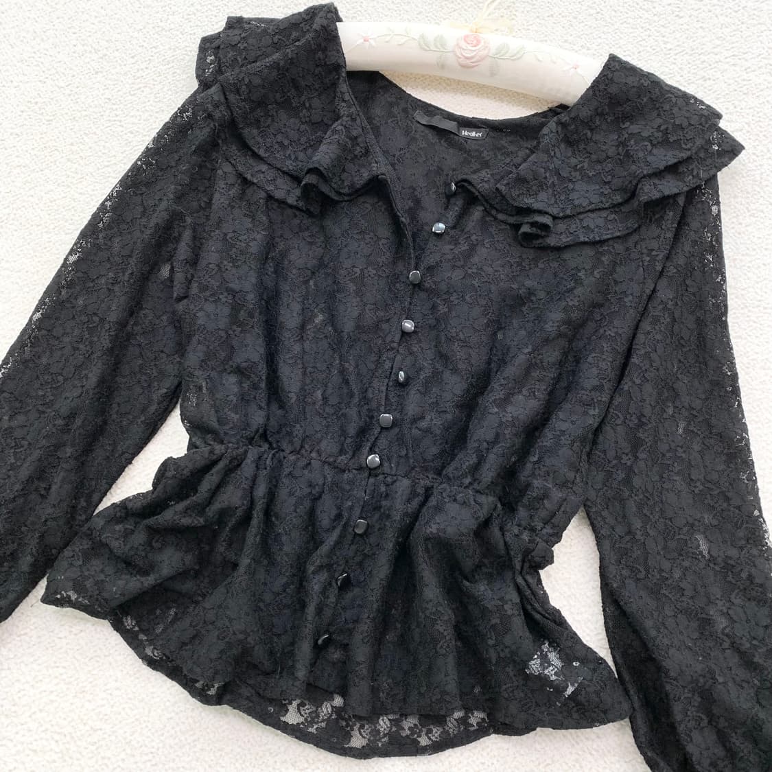 우아 레이스 ♥ 블랙 프릴 블라우스 가디건 상품이미지2