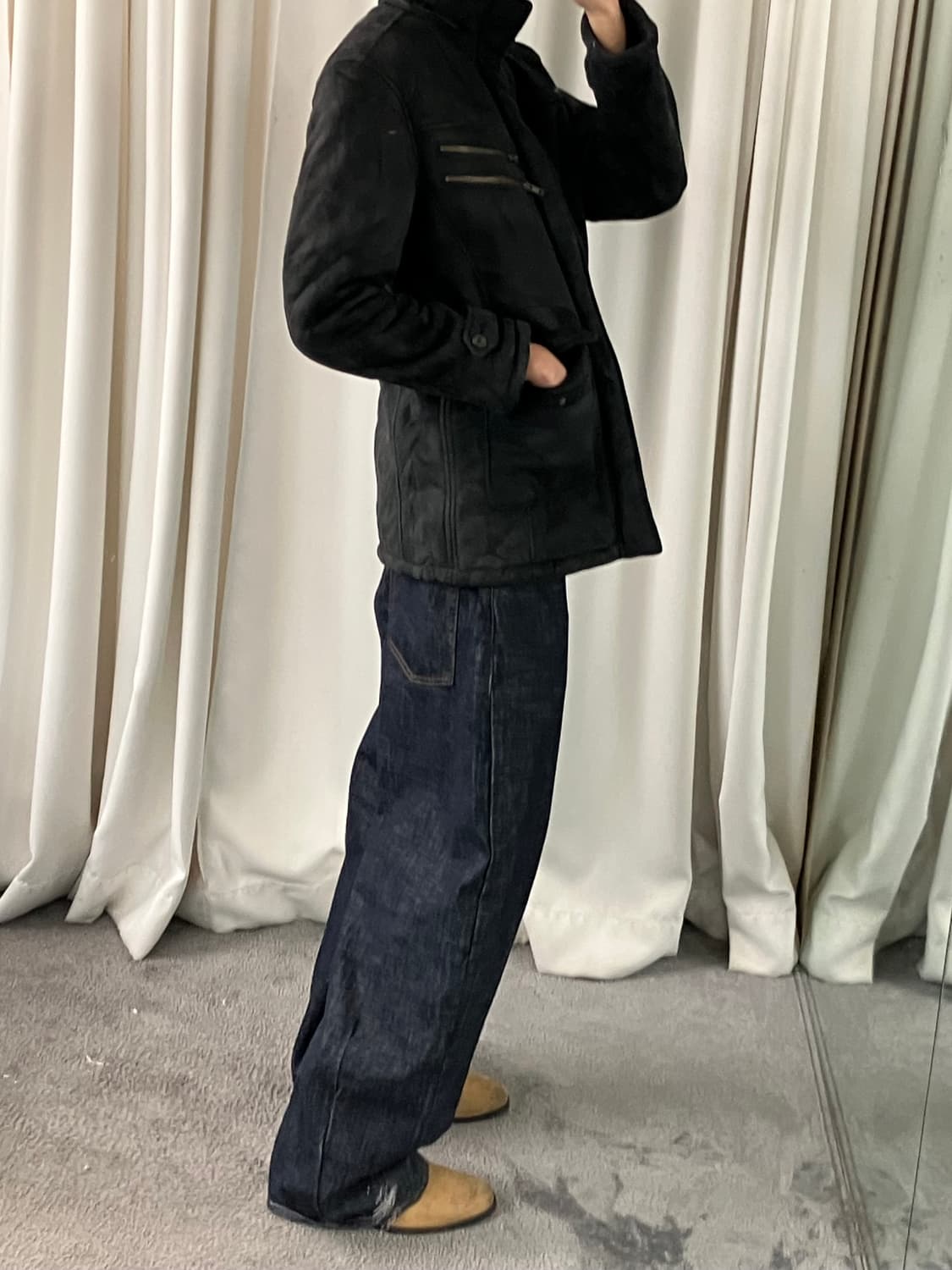 BAFFY 블랙 스웨이드 무스탕 자켓 L 상품이미지8