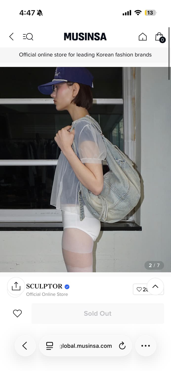 SCULPTOR 워싱 데님 더플백 워싱블루 상품이미지1