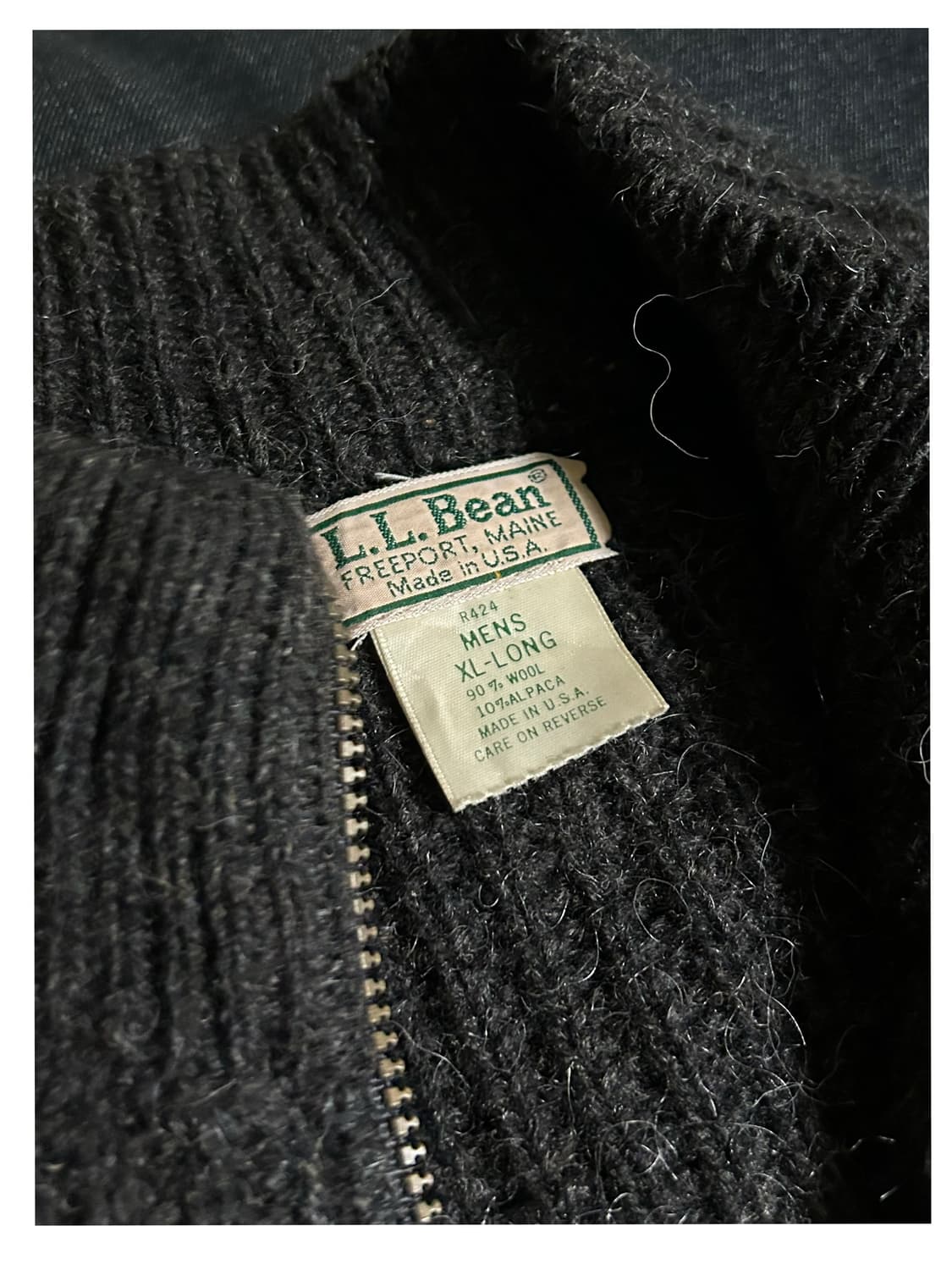 8~90s 엘엘빈 알파카 울 블랜드 풀 집업 스웨터 Made in USA 상품이미지4