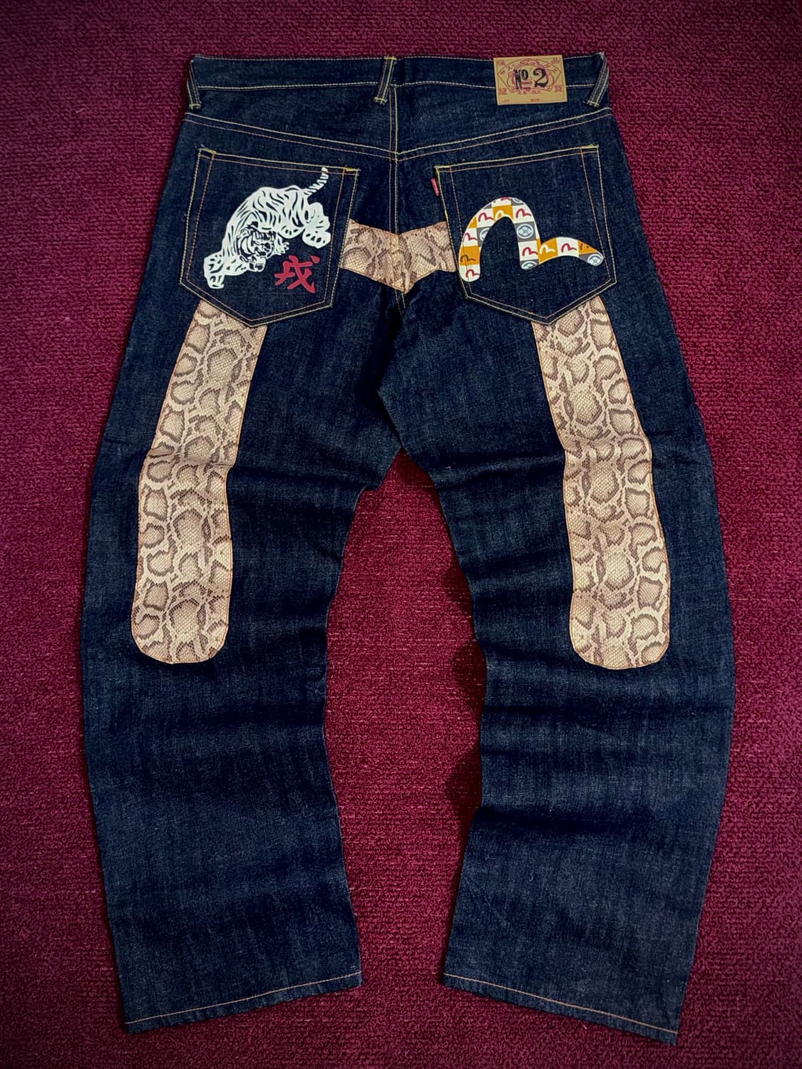 에비수 No.2 뱀피 다이코쿠 호랑이 자수 셀비지 36 (상태 최상) 상품이미지1