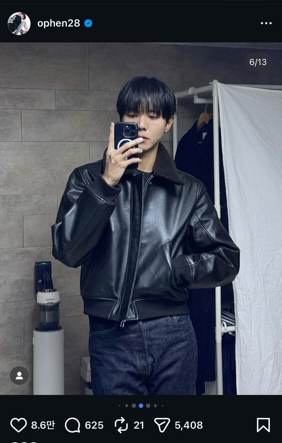 [L]토니웩 시어링 카라 레더 봄버 자켓 주우재착용 상품이미지1