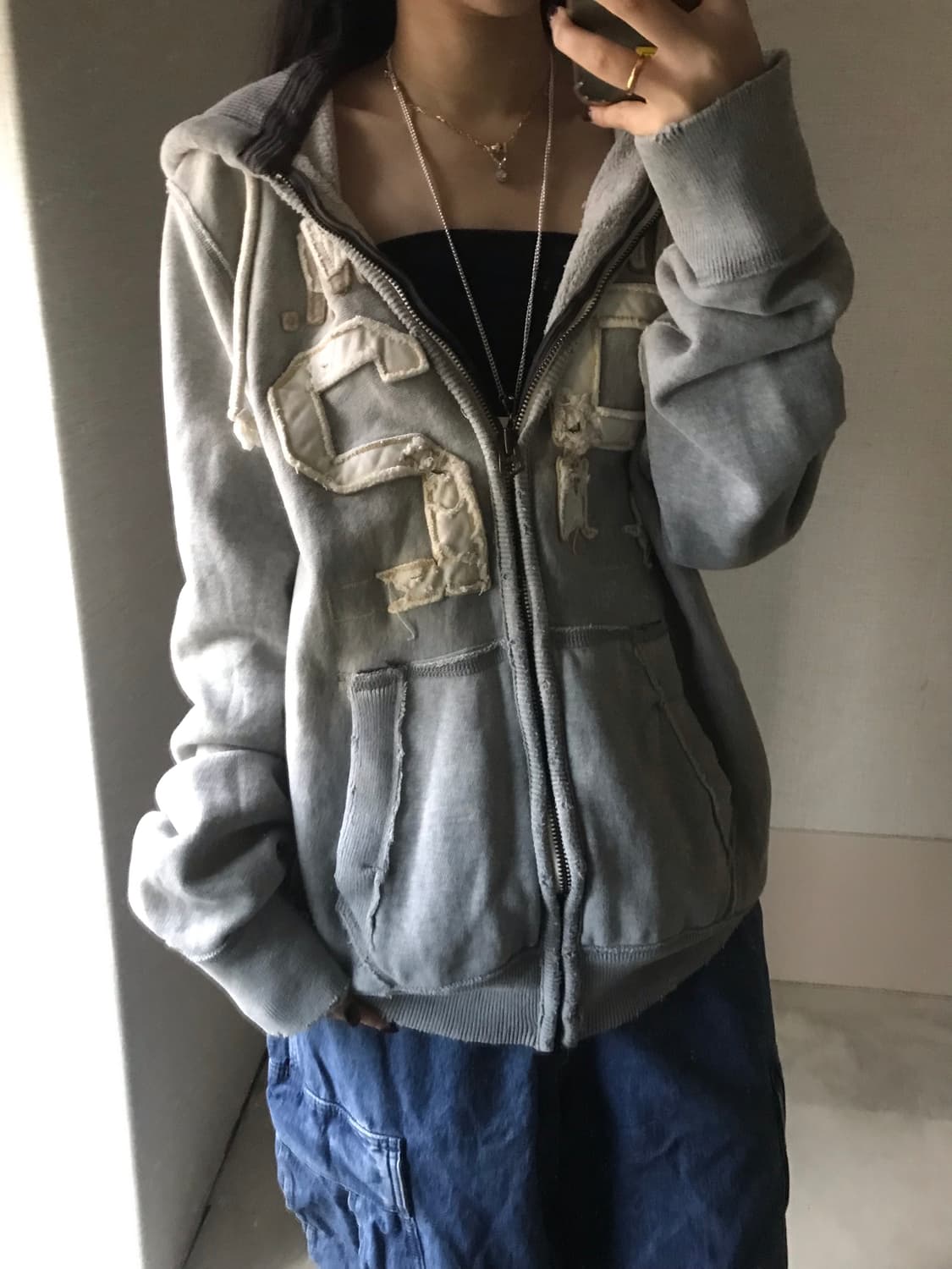 아베크롬비 그레이 오버핏 후드집업 상품이미지2