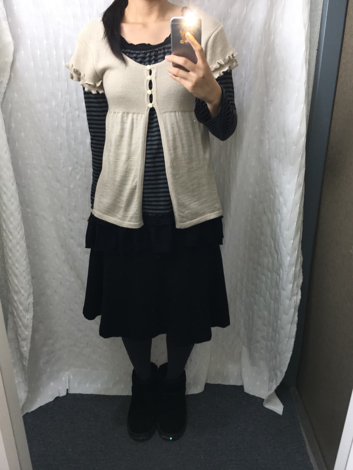 블랙 미디 스커트  상품이미지3