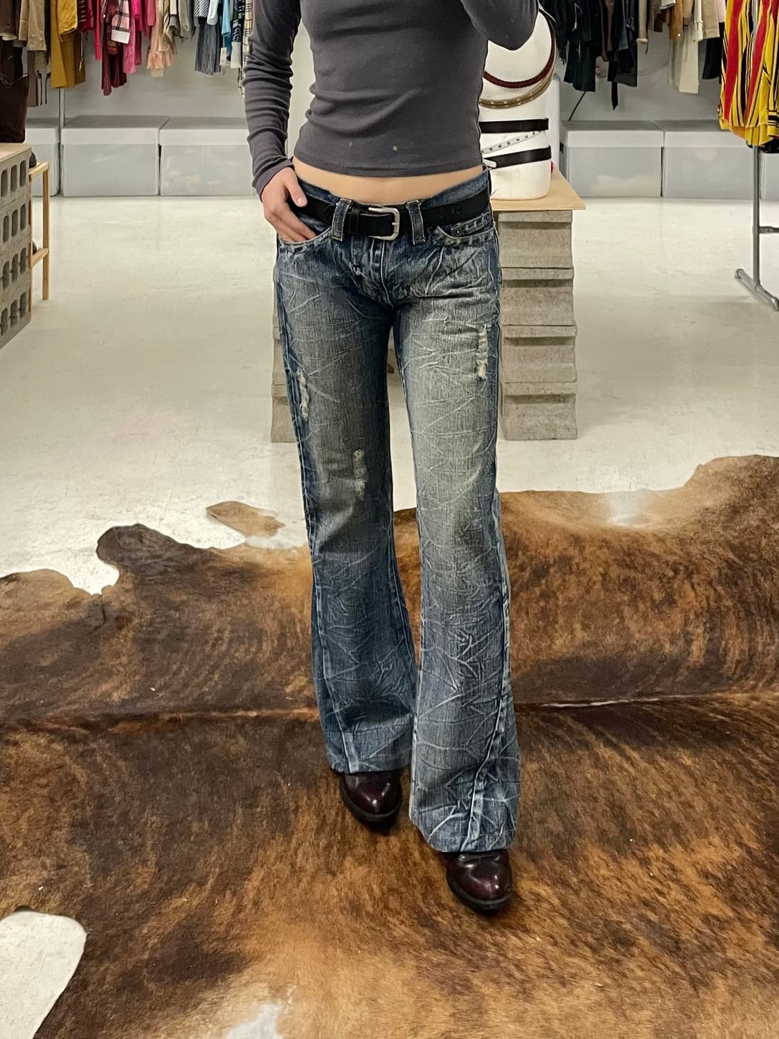 VTG hard washed boots cut denim 상품이미지8
