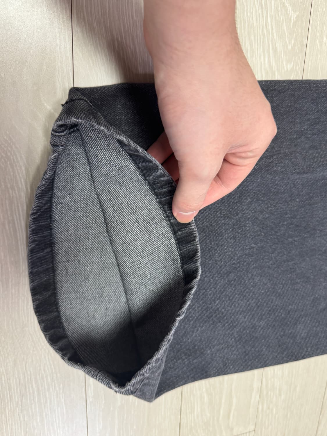 쿠어 워시드 원턱 라운드 데님 팬츠 (워시드그레이) 상품이미지5