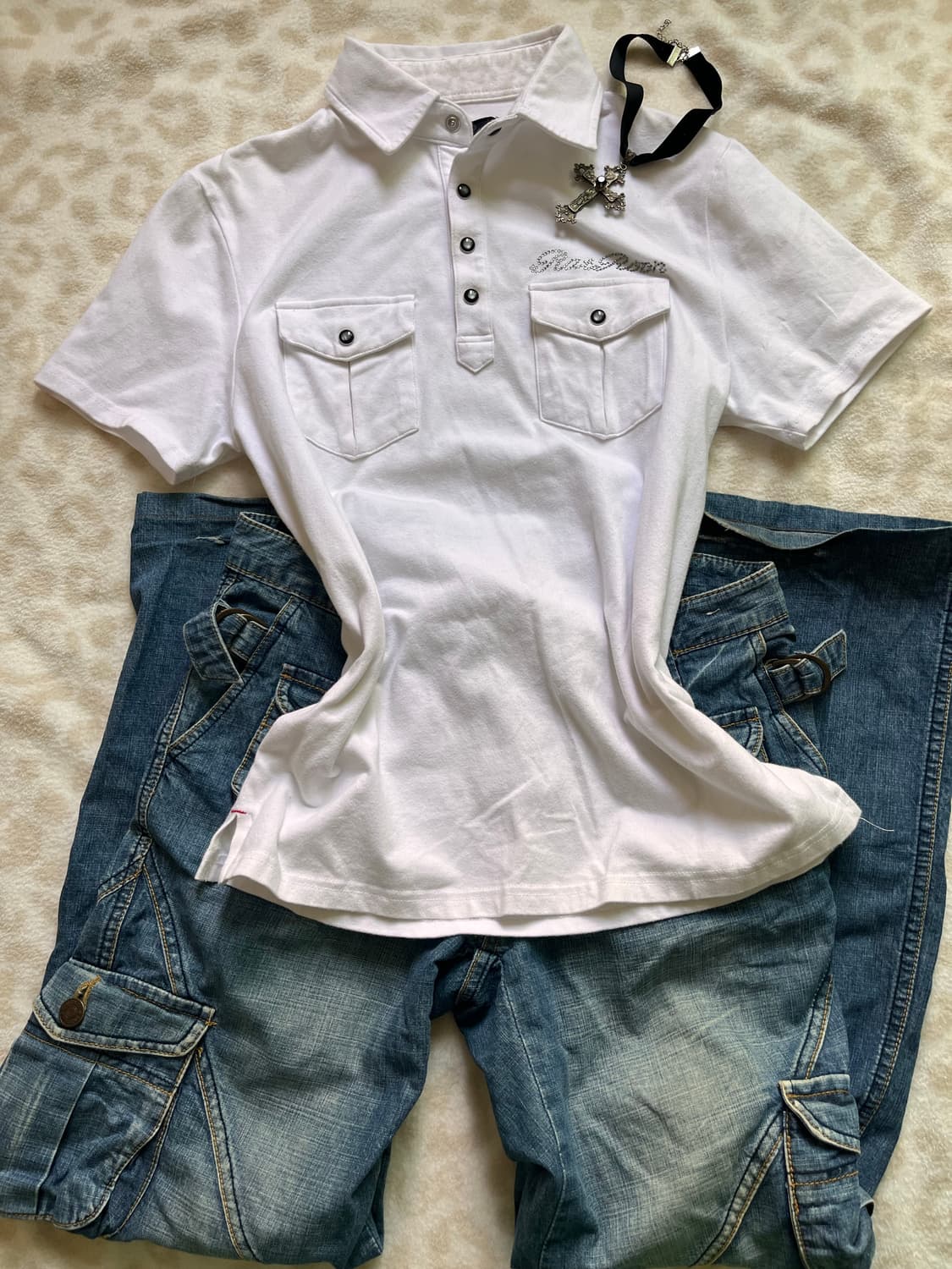 skull cubic tee + pocket denim cargo pan 상품이미지1