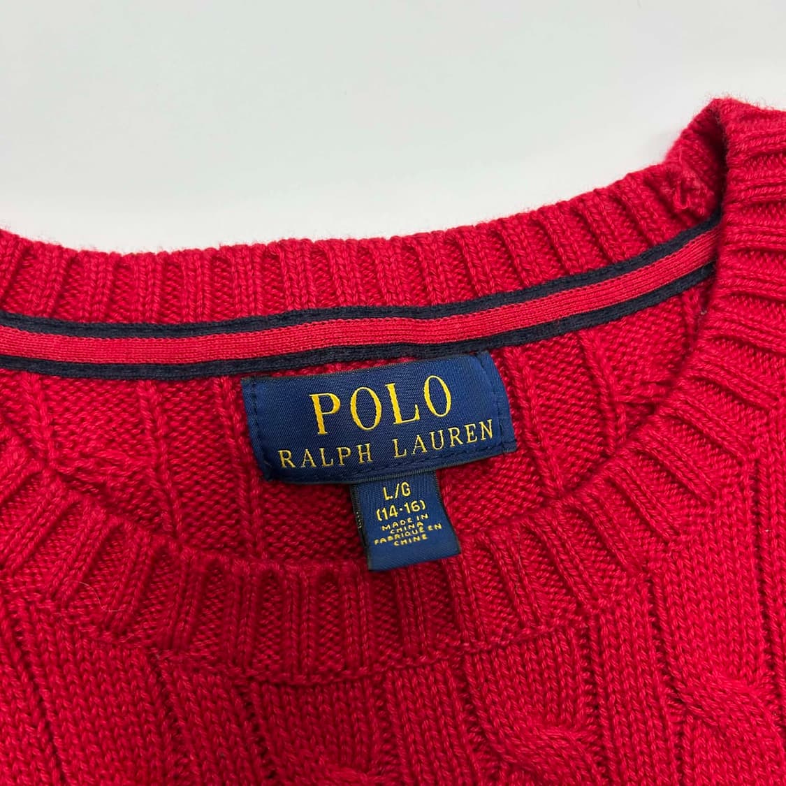 폴로 랄프로렌 레드 케이블 크루넥 니트(L) 상품이미지4