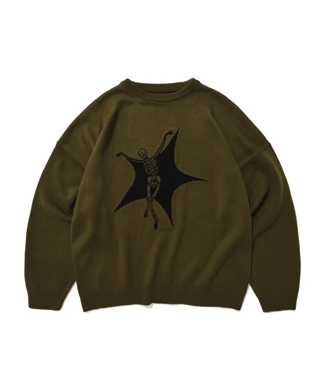 SUADE 스컬 스타 니트 올리브 상품이미지1