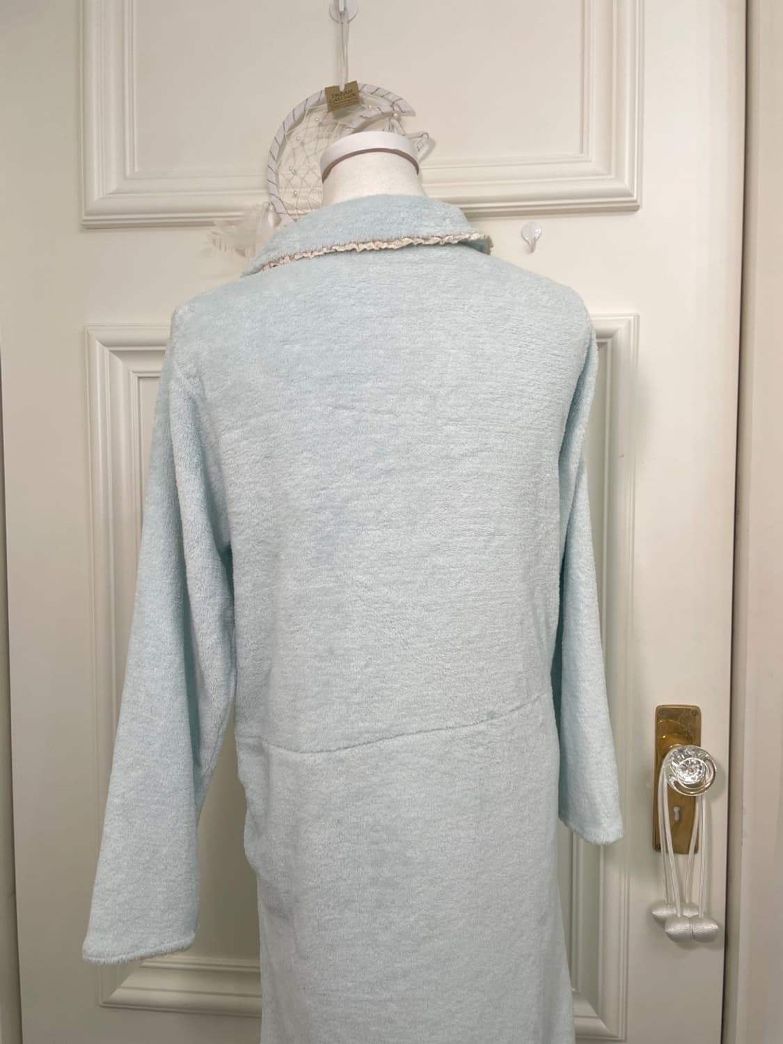 sheer blue lace trim pocket long homewea 상품이미지4