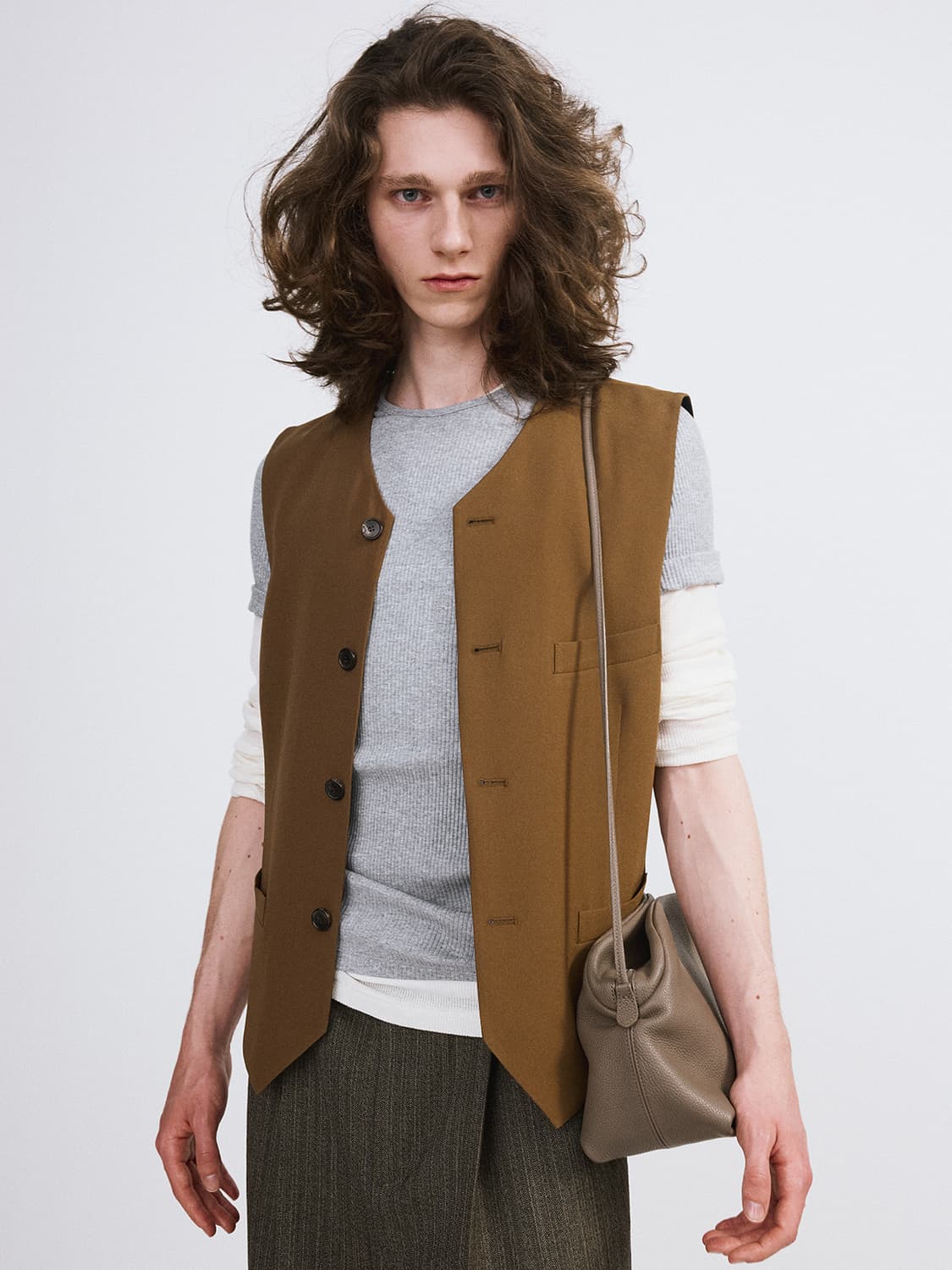 렉토 26SS 캐시미어 블렌드 롱슬리브 긴팔 티셔츠 크림 상품이미지1