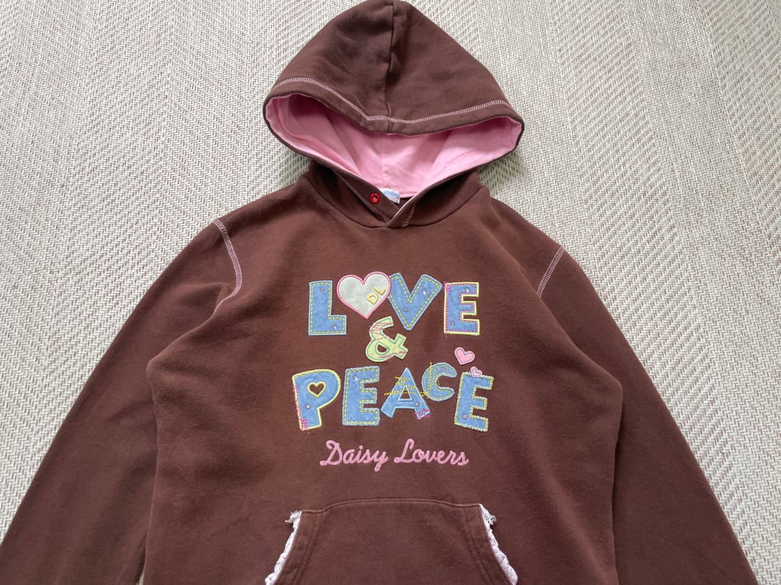 빈티지 love peace 브라운 후드집업 상품이미지2