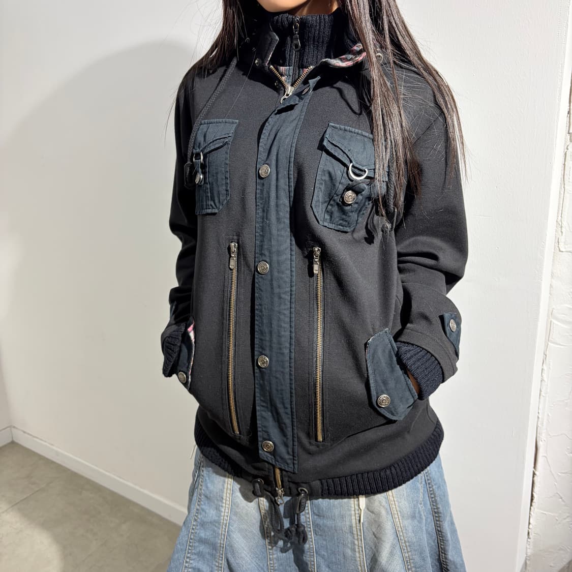 Ceronias 체크 레이어드 지퍼 자켓 상품이미지3