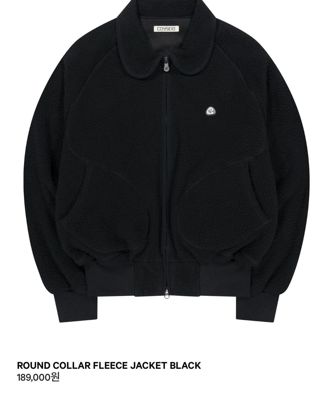 코이세이오 라운드 카라 플리스 블랙 후드집업 후리스 자켓 상품이미지1