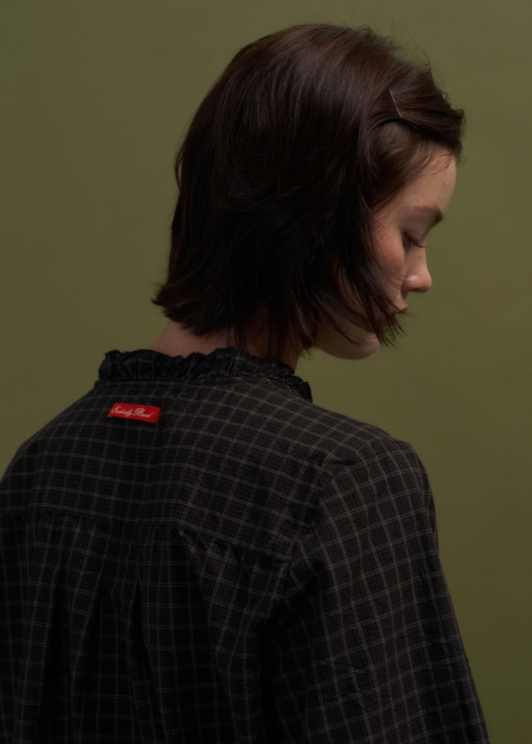 쏘딩키브레드 프릴체크블라우스 상품이미지2