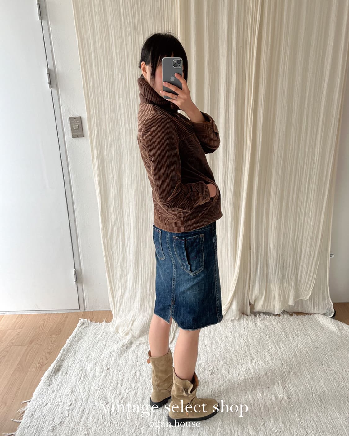 vintage midi denim skirt 상품이미지5