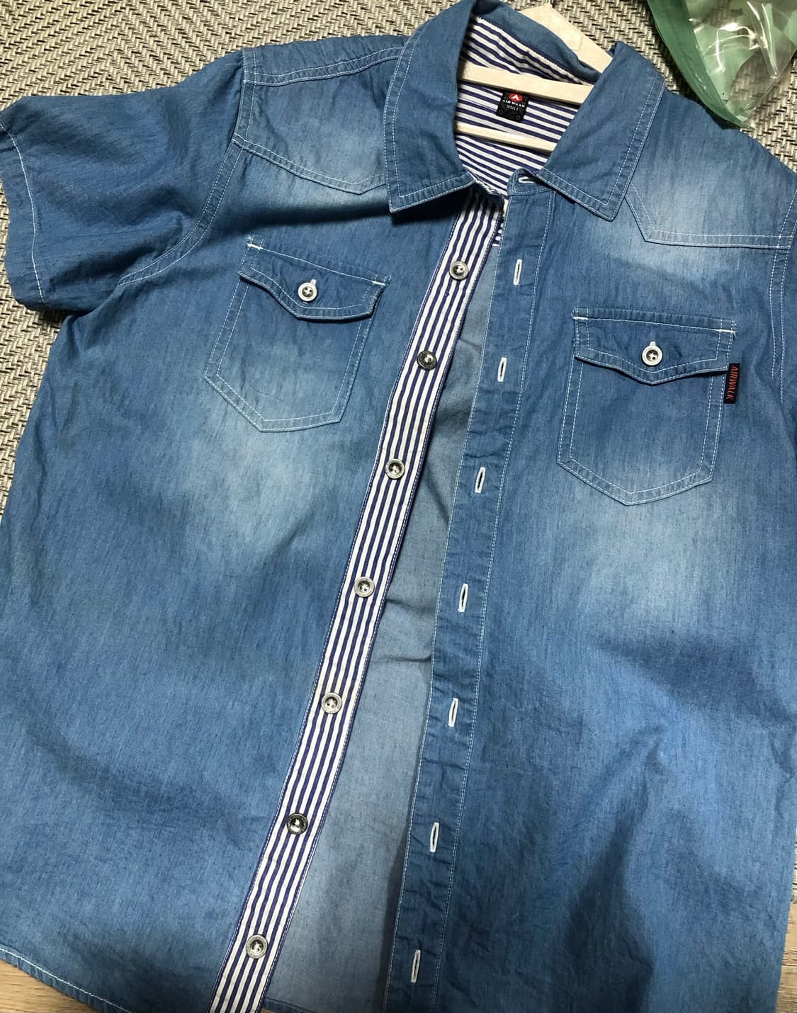 빈티지 반팔 데님 셔츠 상품이미지1