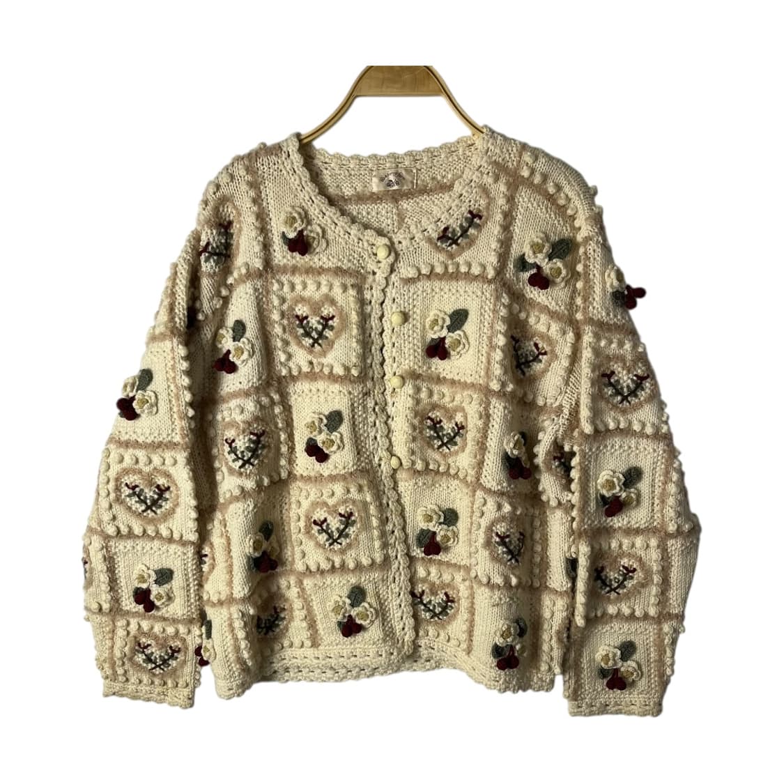 [JPN] 빈티지 모리걸 폼폼 꽃 가디건 상품이미지1