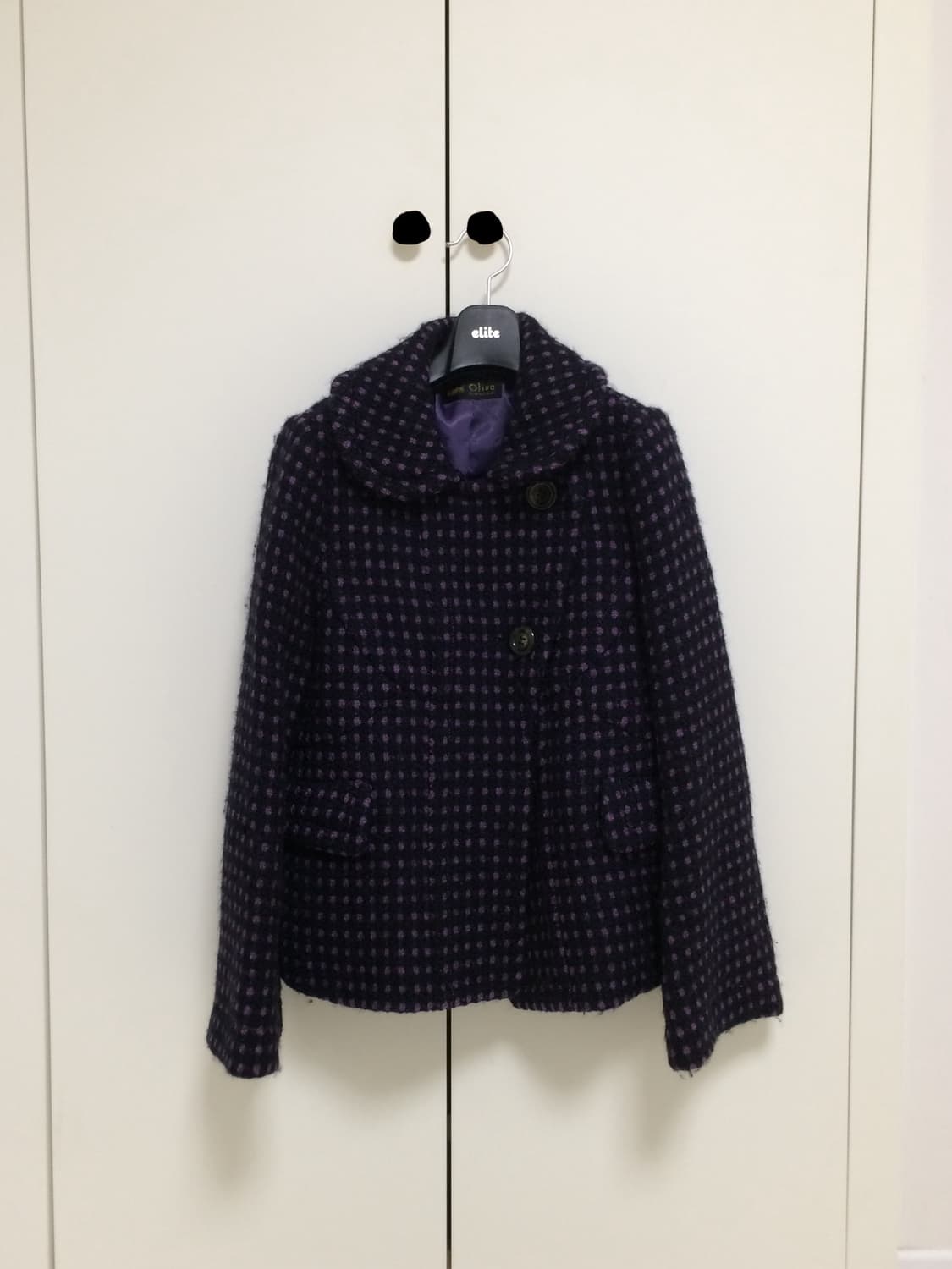 퍼플 도트 하프 코트 상품이미지2