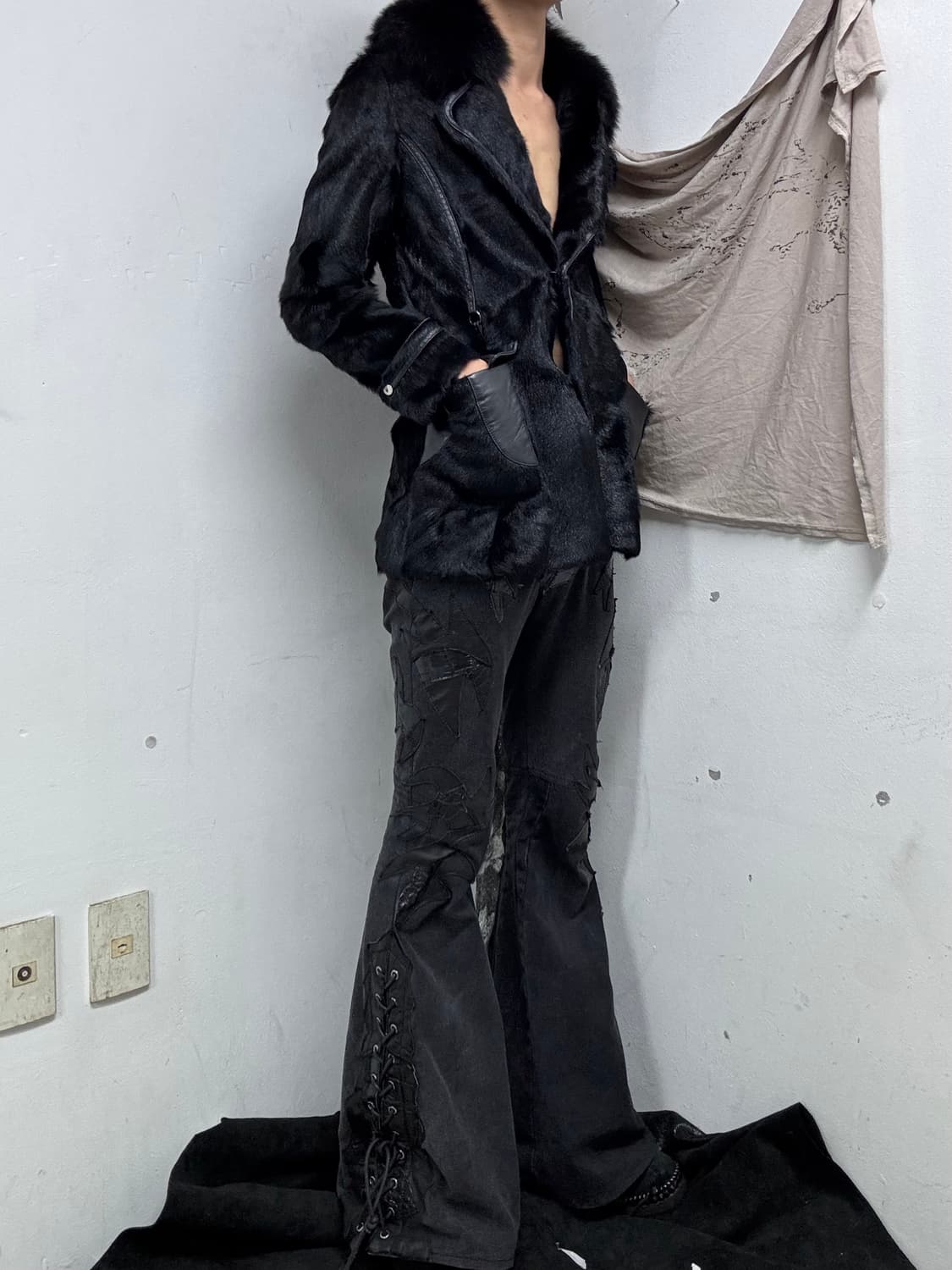 [VKEI] Fox Fur Black Straped SheepSkin j 상품이미지3