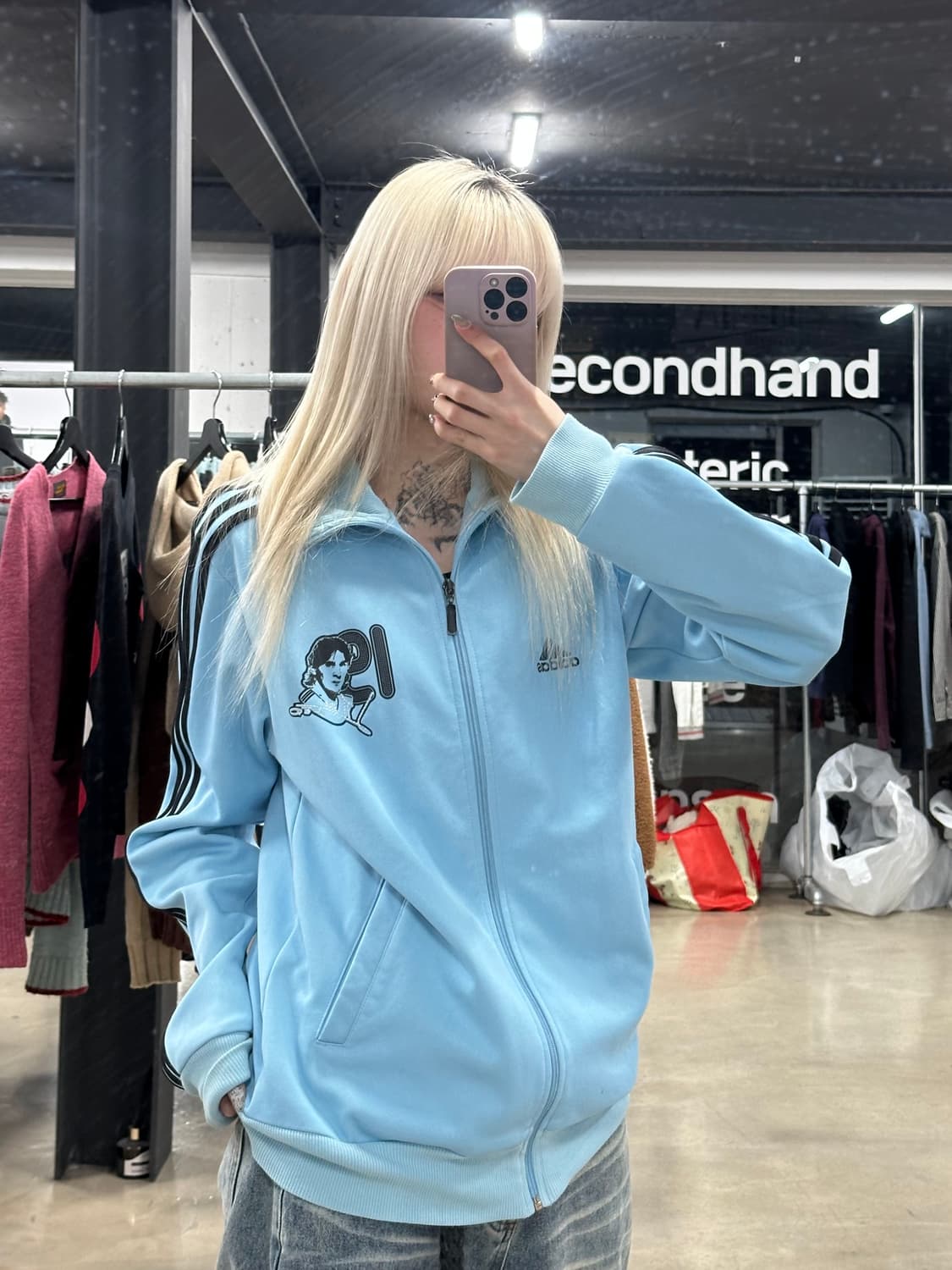 아디다스 리오넬 메시 y2k 그래픽 스카이 블루 색상 트랙탑 져지  상품이미지1