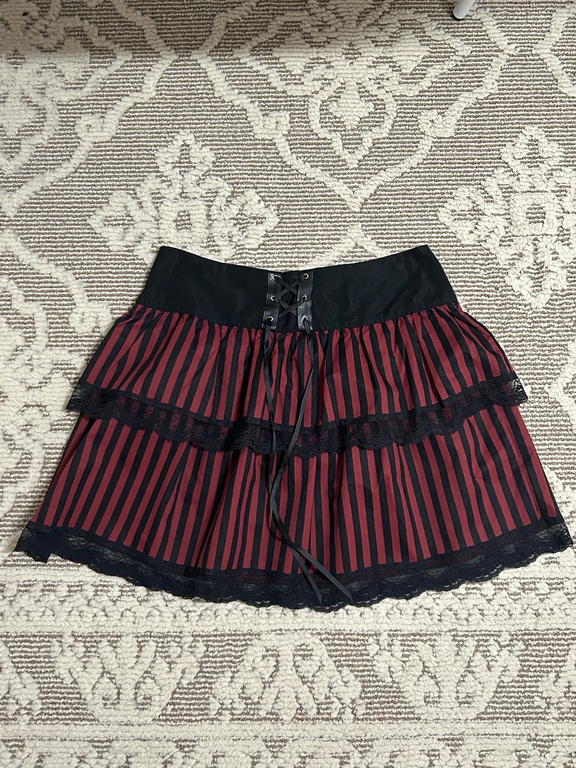 고스펑크 고스로리 스트라이프 레드아일렛 스커트 상품이미지1