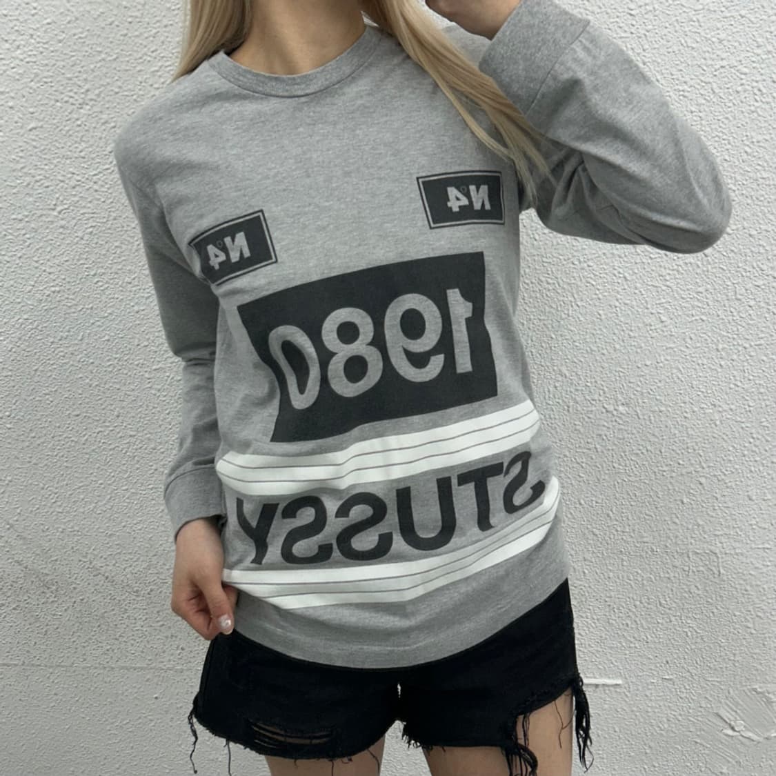 스투시 프린팅 그레이 롱슬리브 S 상품이미지1