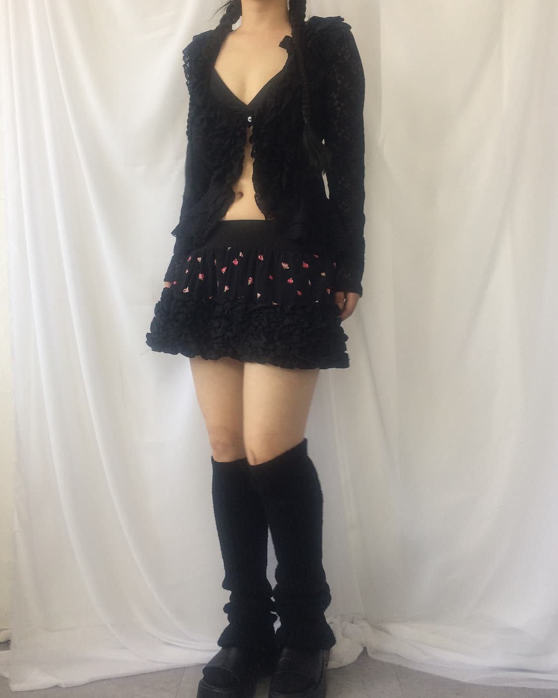 Rose pattern frill mini skirt 상품이미지5