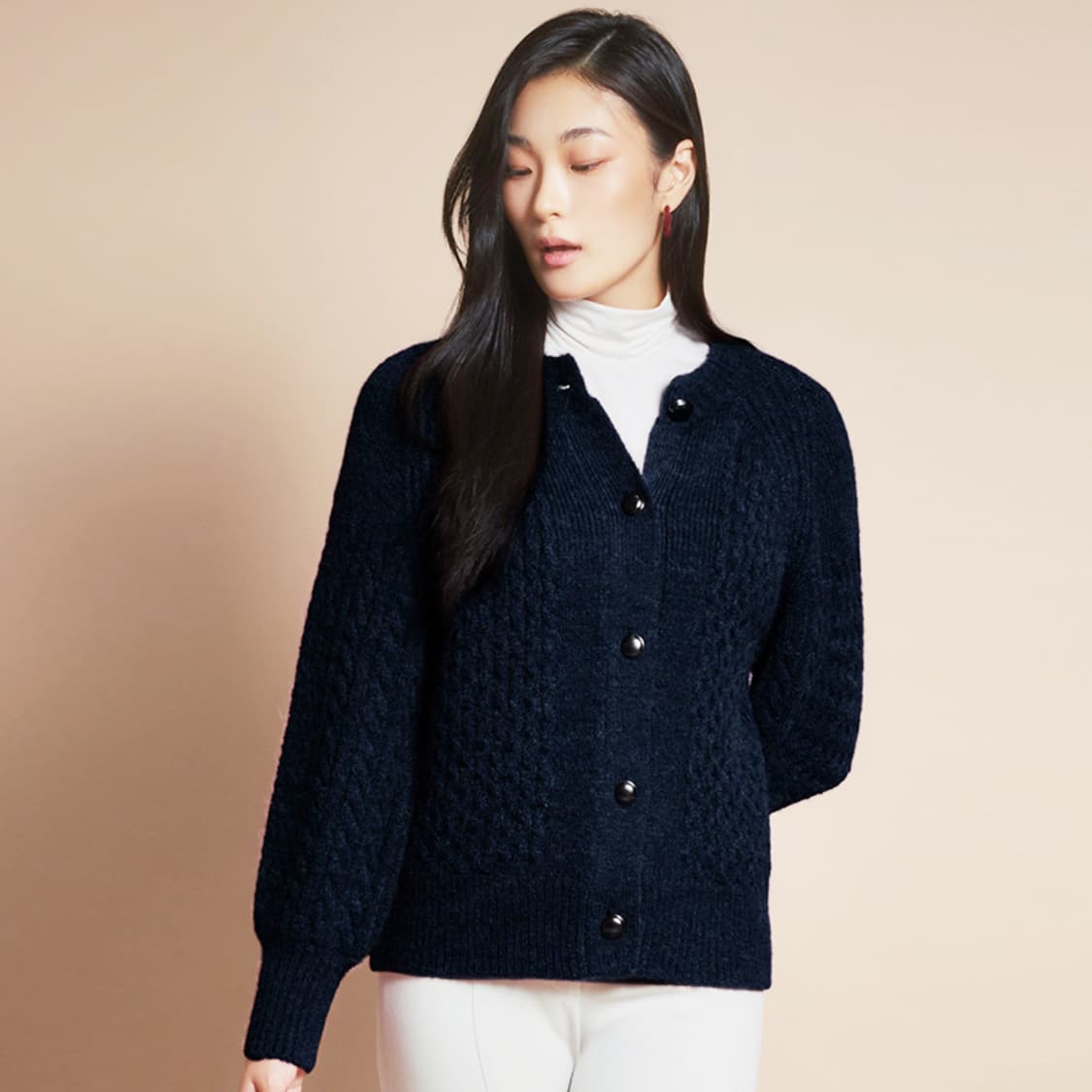 제인송(Jain Song) 알파카 블렌드 케이블 니트자켓가디건 55-66 상품이미지1