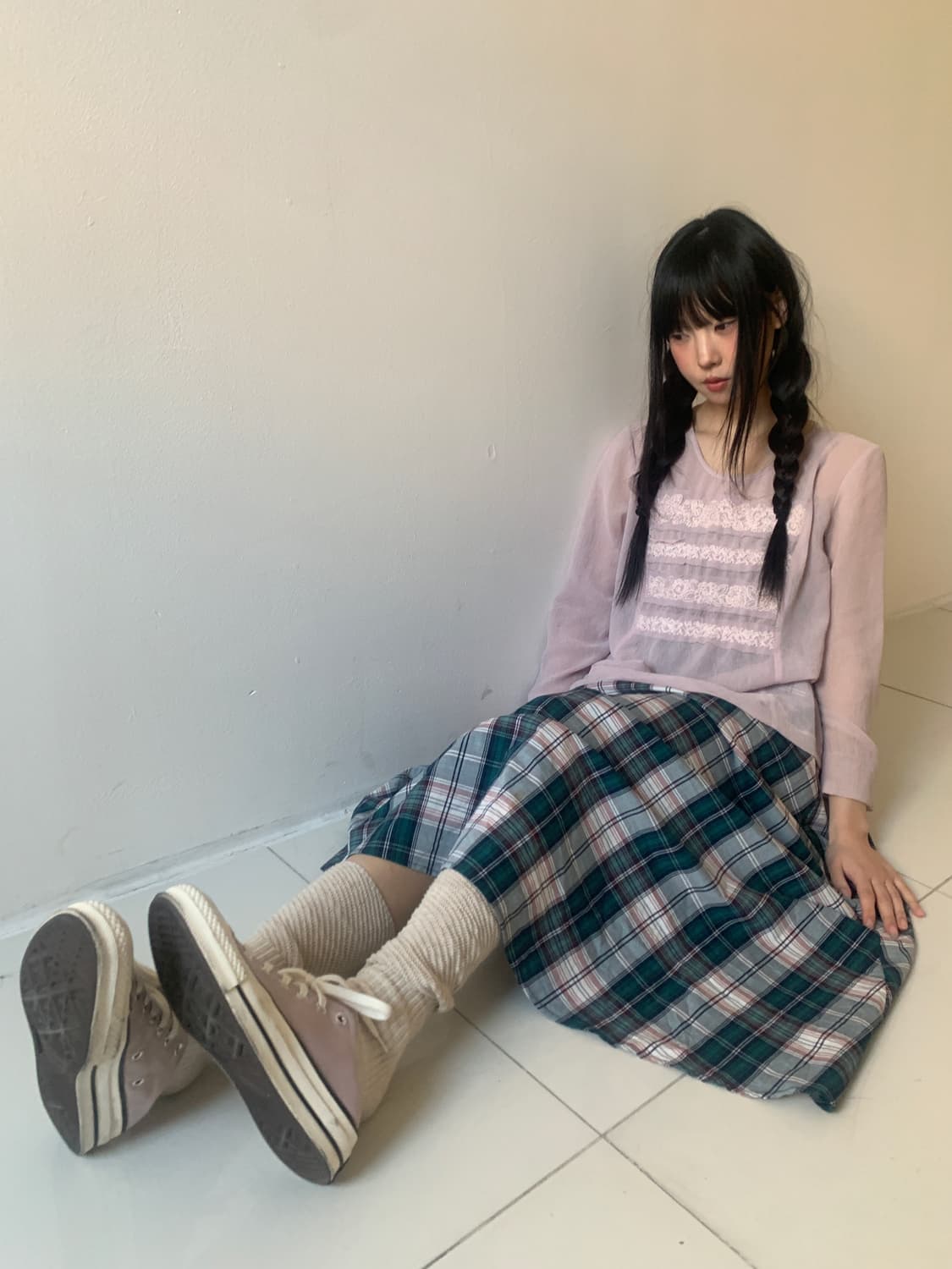Check flare skirt 상품이미지1
