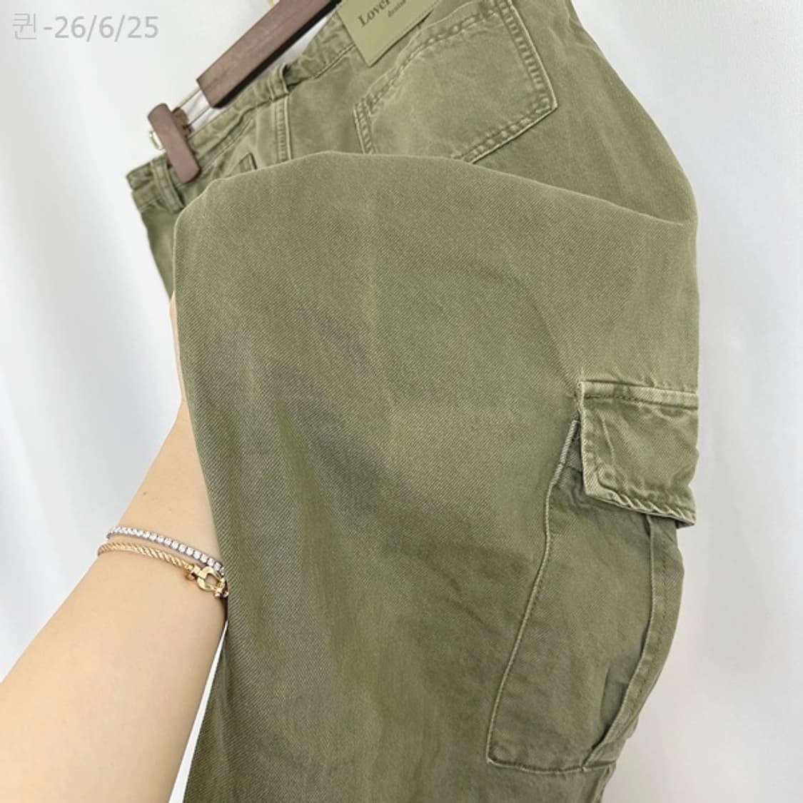 LOVERSTIDE 여자 카키 주머니 카고 바지 M 상품이미지8