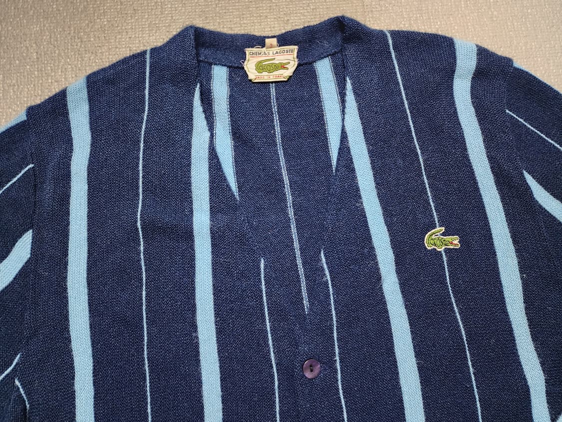 70s80s 프랑스 빈티지 라코스테 스트라이프 가디건 상품이미지2