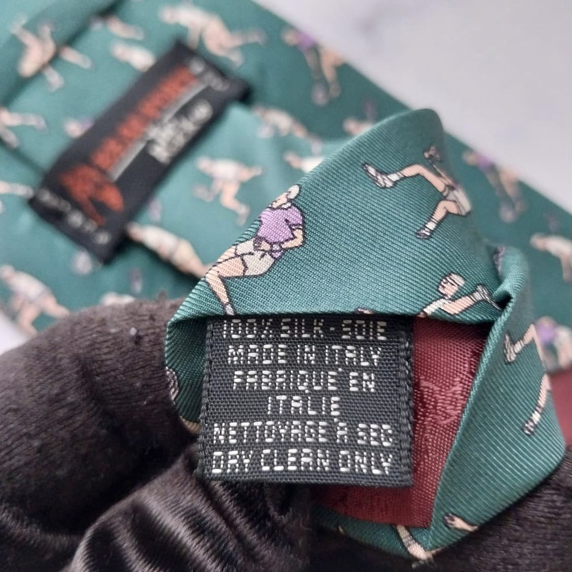 보포트 실크 그린 테니스 모티브 패턴 넥타이 9.7cm A등급 K1792 상품이미지10