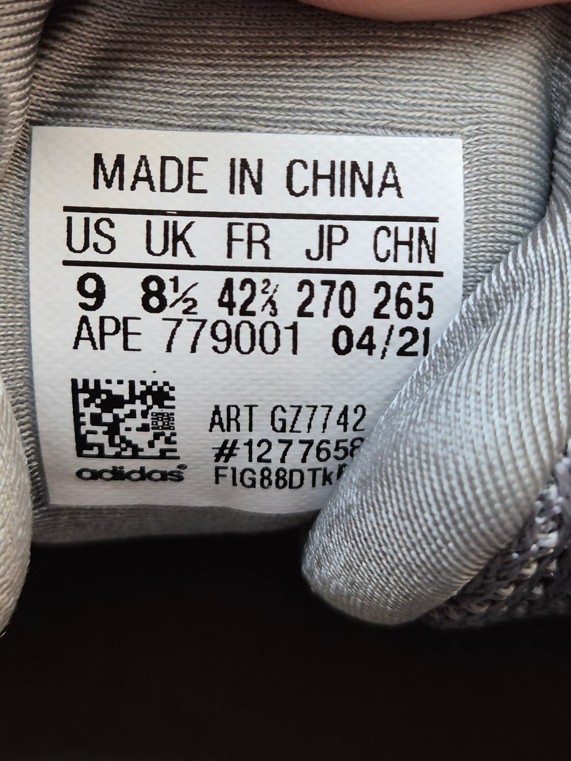 아디다스 ZX 2K 회색 운동화 270mm 판매합니다. 실착 횟수 5회  상품이미지6