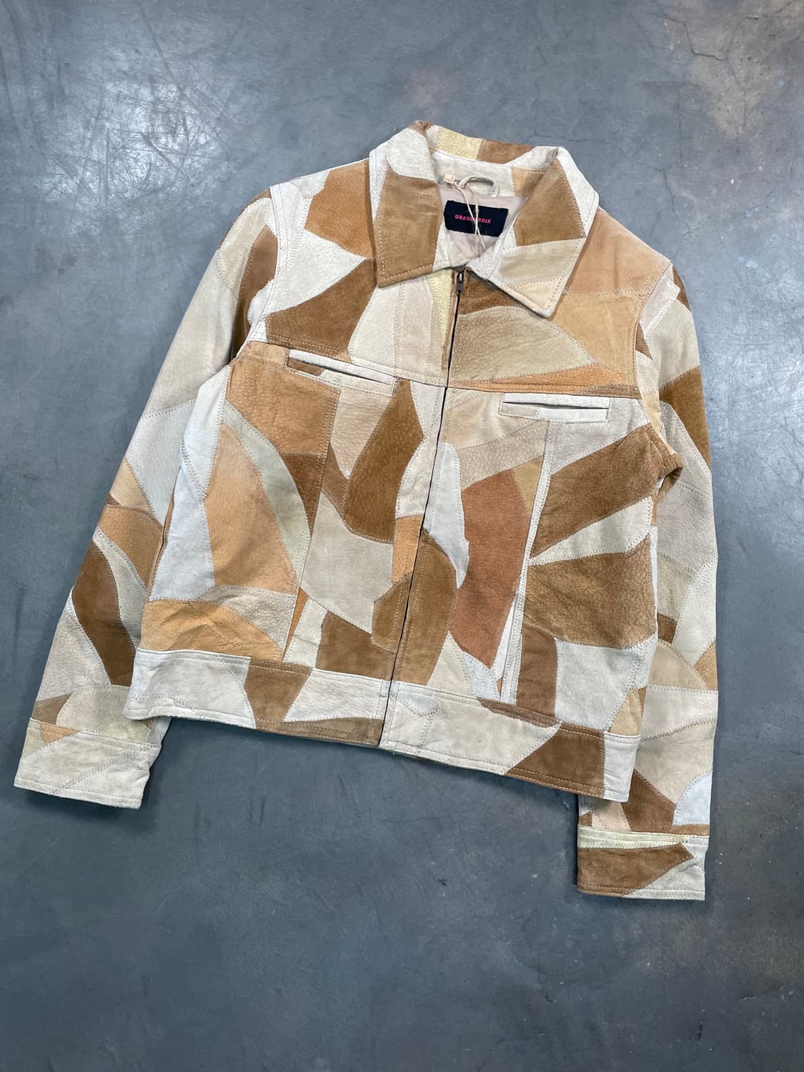 재팬 빈티지 패치워크 레더 숏 자켓 상품이미지2