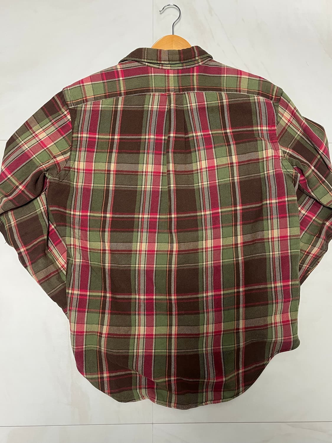 L/100) [희귀/두산정품] 폴로 플라넬 플래드 엘보 패치 셔츠 상품이미지2