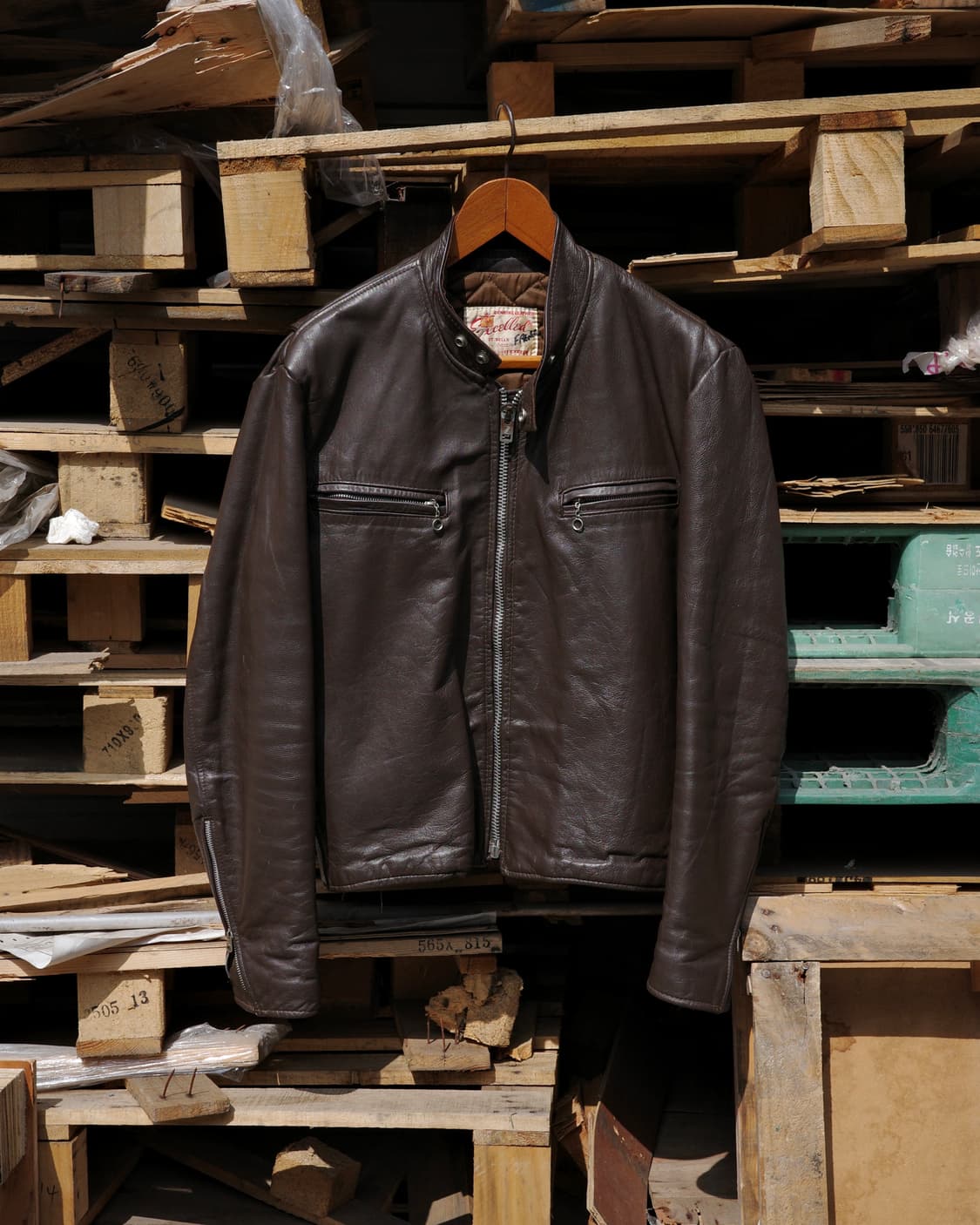 70s Excelled 레더 카페레이서 모터사이클 자켓 상품이미지1