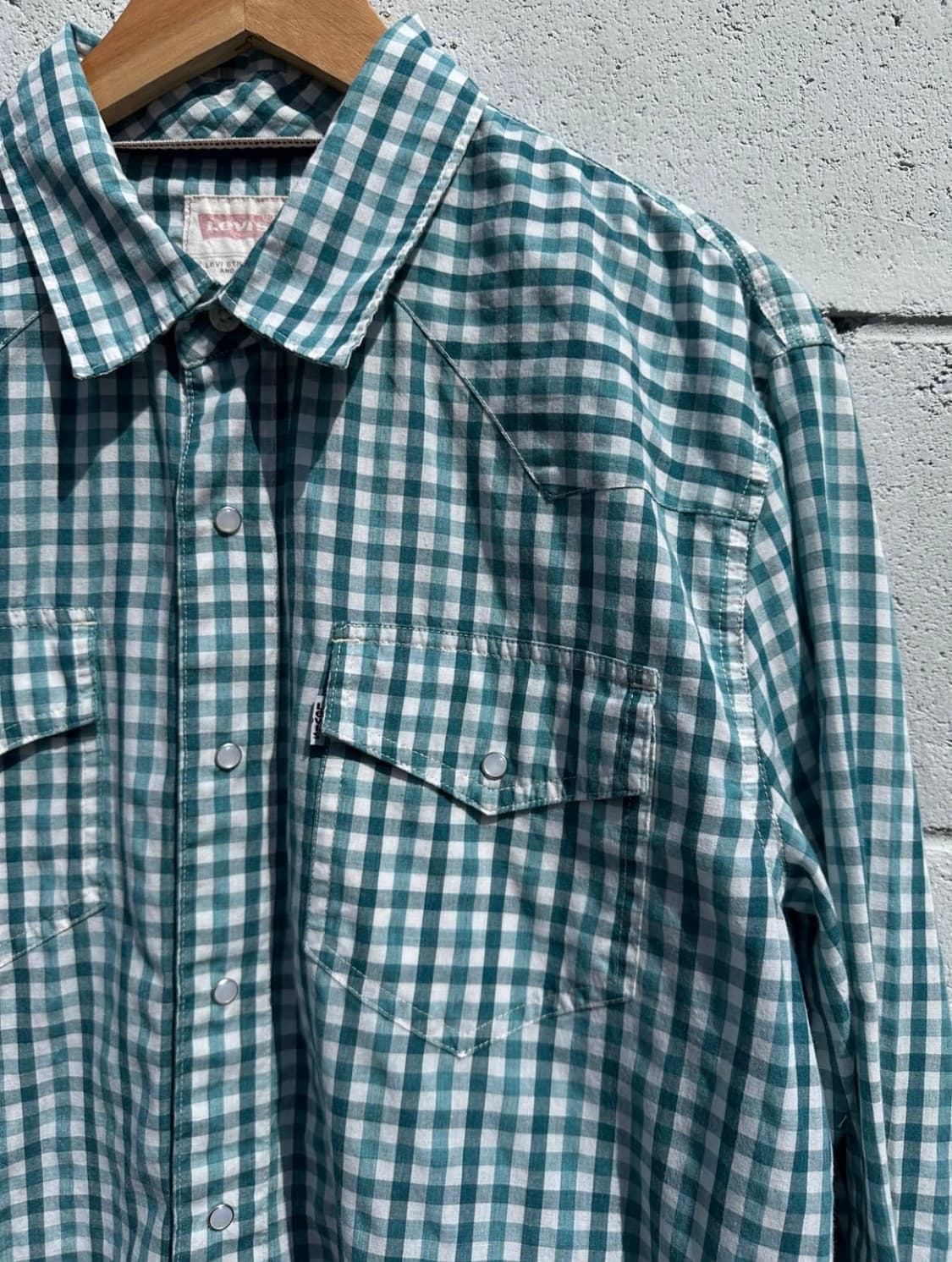 리바이스 블루그린 깅엄 체크 웨스턴 셔츠 상품이미지3
