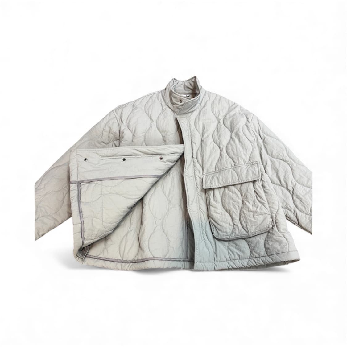 어반디타입 오버핏 퀼팅 블루종_라이트그레이 상품이미지1