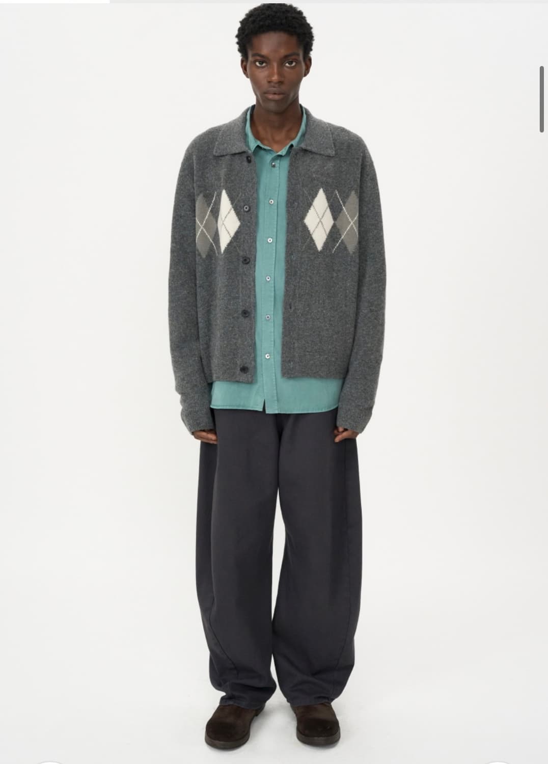 인사일런스 아가일 칼라 카디건 GREY L사이즈 상품이미지3