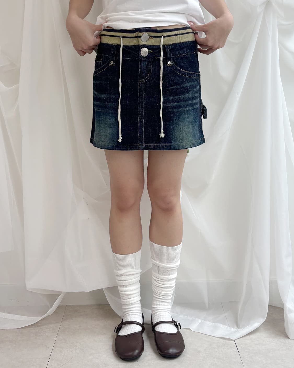 Rose girl y2k 로우라이즈 미니 데님 스커트 상품이미지8