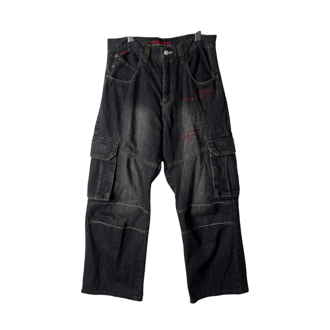 [JACK SERIKA] 펑크 레터링자수 카고 데님팬츠 상품이미지1