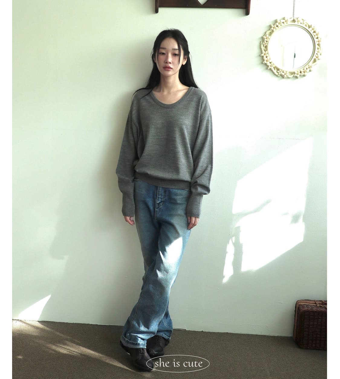 쉬이즈큐트 니트웨어 피크닉 니트 그레이 (새상품) 상품이미지2