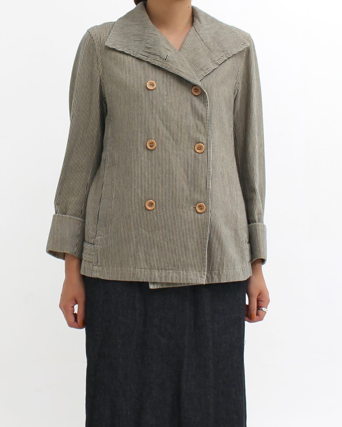 일본 빈티지 페이지보이 앤 알리시아 스트라이프 코튼 더블 자켓 상품이미지9