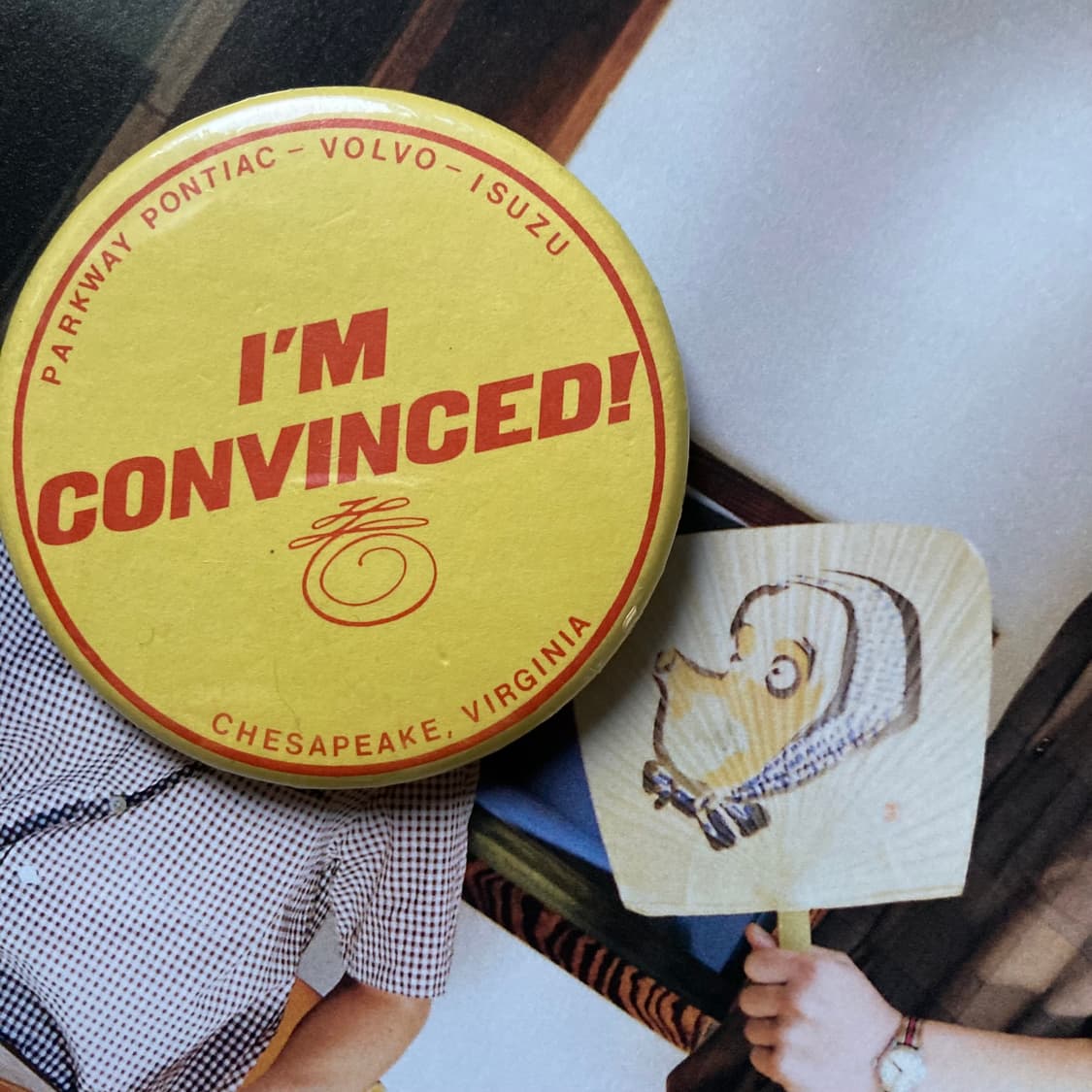 빈티지 CONVINCED 프린팅 핀 버튼 뱃지 브로치 악세사리 상품이미지1