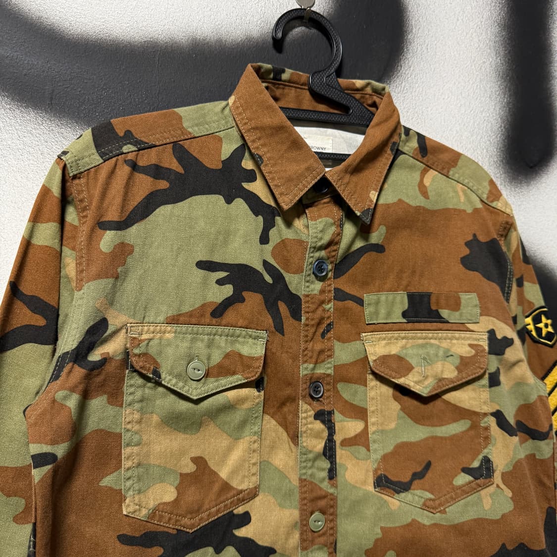 VTG 빈티지 우드랜드 풀 카모 패치 디테일 더블 포켓 긴팔 셔츠 상품이미지3