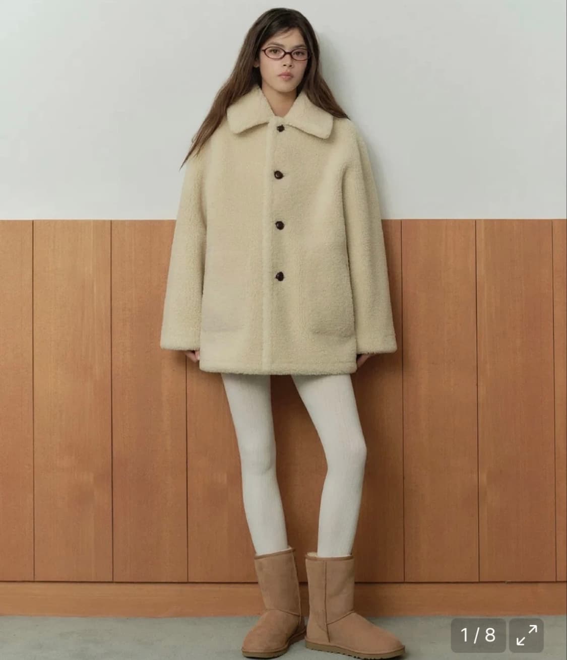 무신사 스탠다드 우먼즈 리버서블 스웨이드 무스탕 양면 코트 베이지 S 상품이미지1